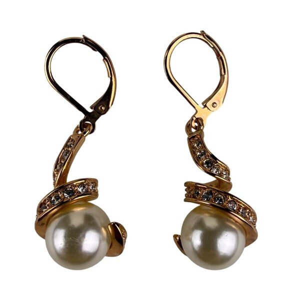 18K RGP Gold Filled Women Gold Tone Faux Pearl Necklace & Earrings Jewelry Set - Picture 4 of 7